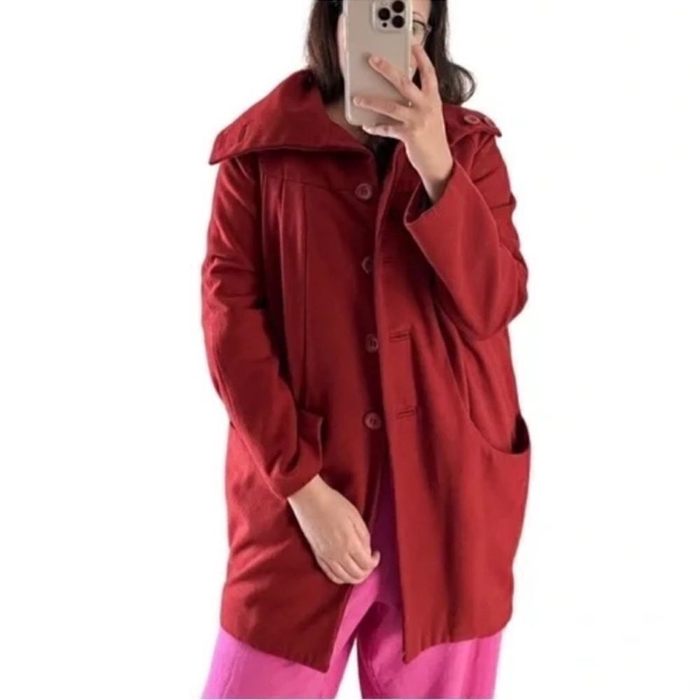 H&M Wool Blend Oversized Red/Plum jacket (Size 4) - Picture 2 of 9